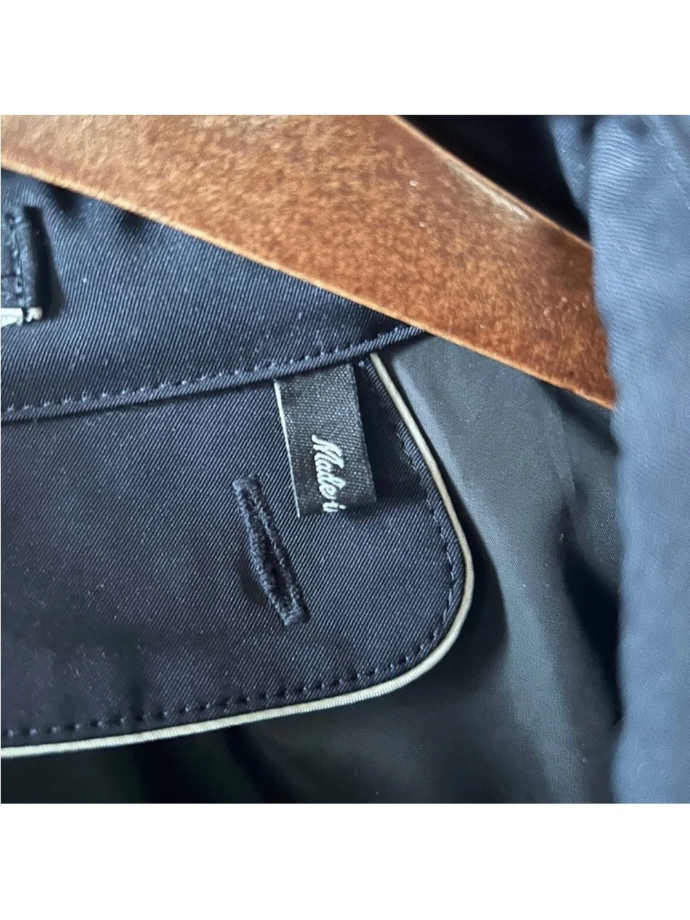Sanyo Men’s Navy Raincoat Car Coat Hidden Placket Throat Latch